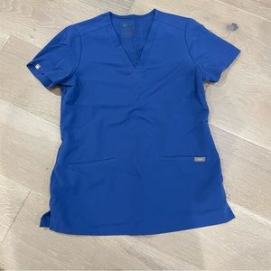 XS figs pastel royal blue scrub top